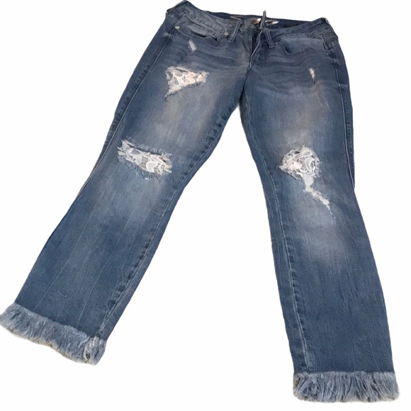 Seven 7 Skinny Distressed Fray Jeans - Picture 11 of 11